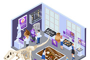Modern museum isometric composition