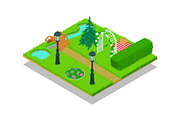 Yard concept banner, isometric style