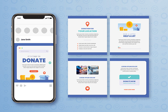 Online Donation Flyer + Social Media in Instagram Templates - product preview 2