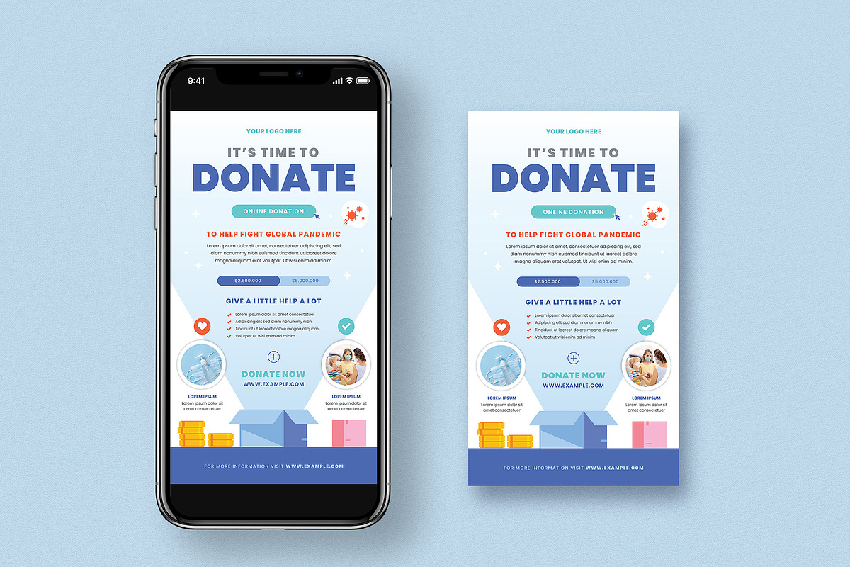 Online Donation Flyer + Social Media in Instagram Templates - product preview 8