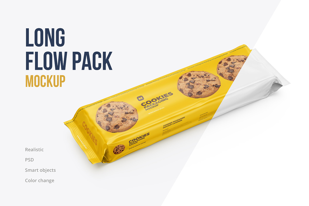 Long Flow Pack/Cookies Mockup in Product Mockups - product preview 8