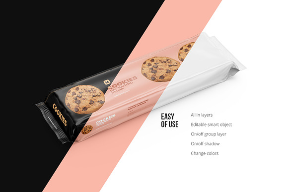 Long Flow Pack/Cookies Mockup in Product Mockups - product preview 2