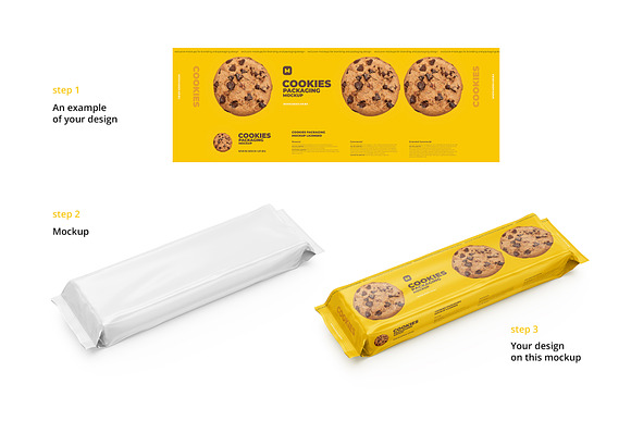 Long Flow Pack/Cookies Mockup in Product Mockups - product preview 3