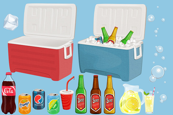 Refreshing Drinks Graphics Set in Illustrations - product preview 1
