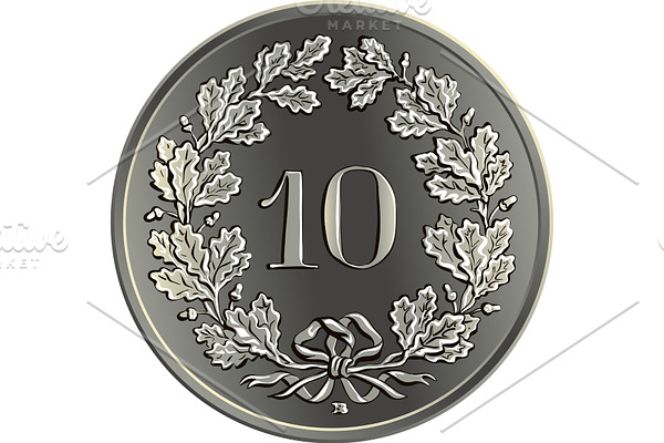 Swiss money 10 centimes silver coin