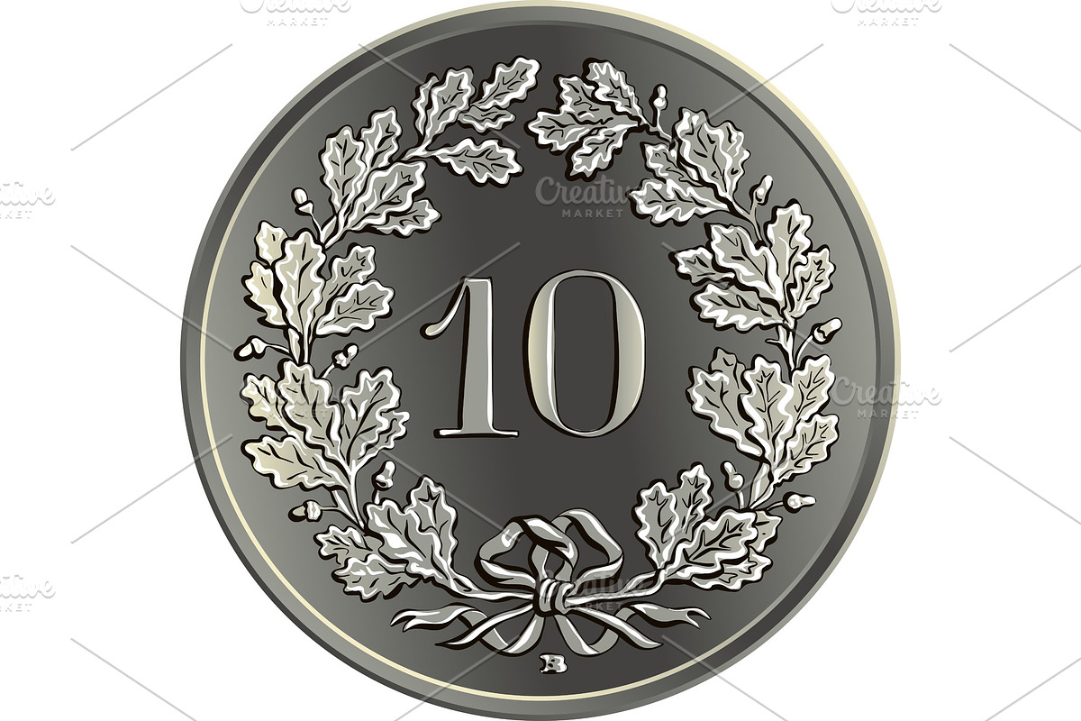 Swiss money 10 centimes silver coin in Illustrations - product preview 8