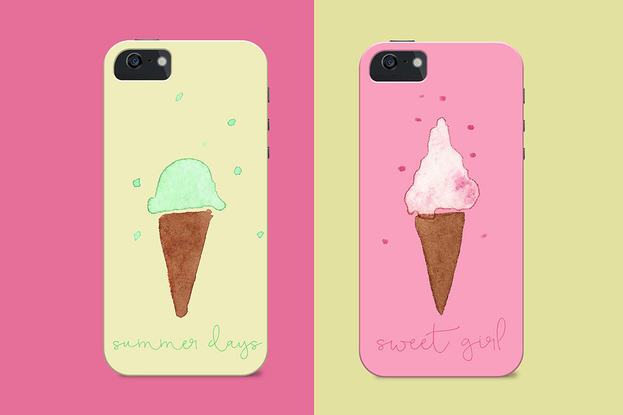 Watercolor Clip Art - Ice Cream Cone in Illustrations - product preview 8
