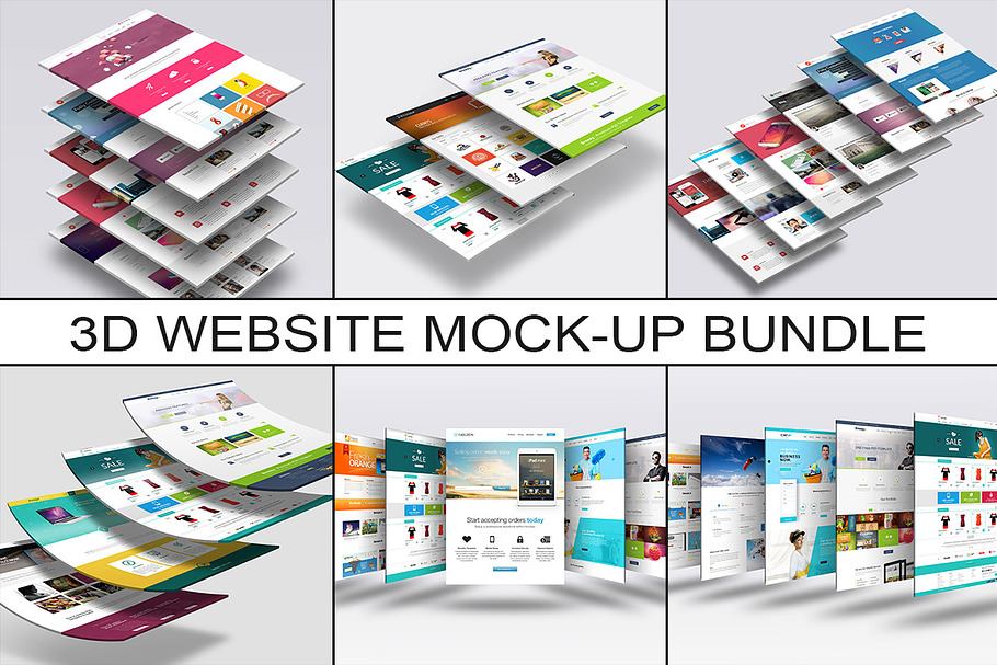 3D Website Mock-Up Bundle V1 in Mobile & Web Mockups - product preview 8