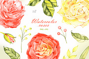 Watercolor roses cliparts