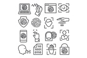 Biometric line icons set on white