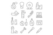 Cosmetics Line Icons on white