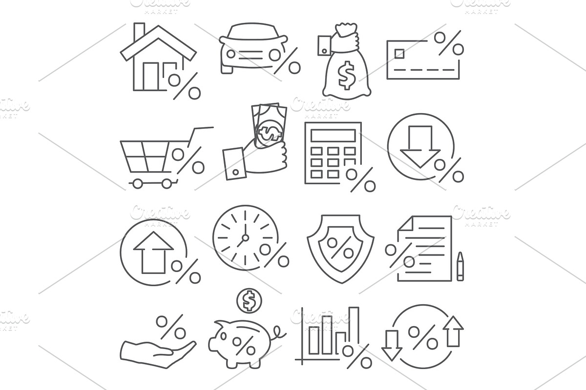Loan and Credit line icons on white in Illustrations - product preview 8