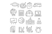 School and Education Line Icons on