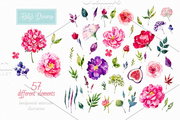 Pink Flora. Watercolor in Illustrations - product preview 3