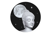 Buddha face with moon on night