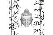 Buddha face with bamboo
