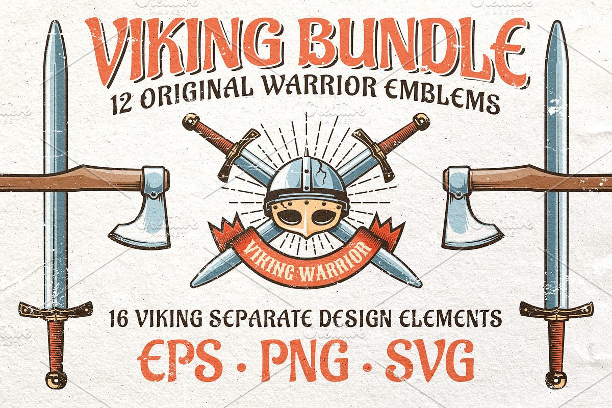 Viking Warrior Logo Retro Bundle in Logo Templates - product preview 8