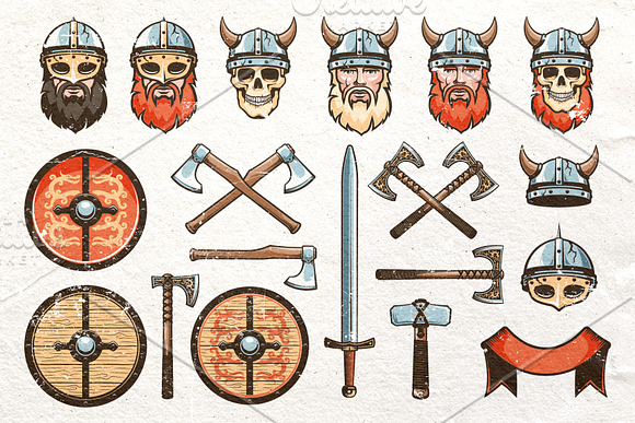 Viking Warrior Logo Retro Bundle in Logo Templates - product preview 2
