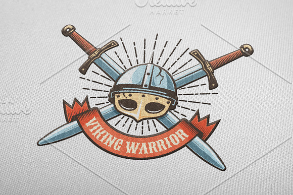 Viking Warrior Logo Retro Bundle in Logo Templates - product preview 5
