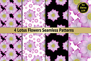Pink lotus seamless patterns set