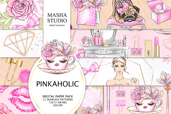 PINKAHOLIC digital papers