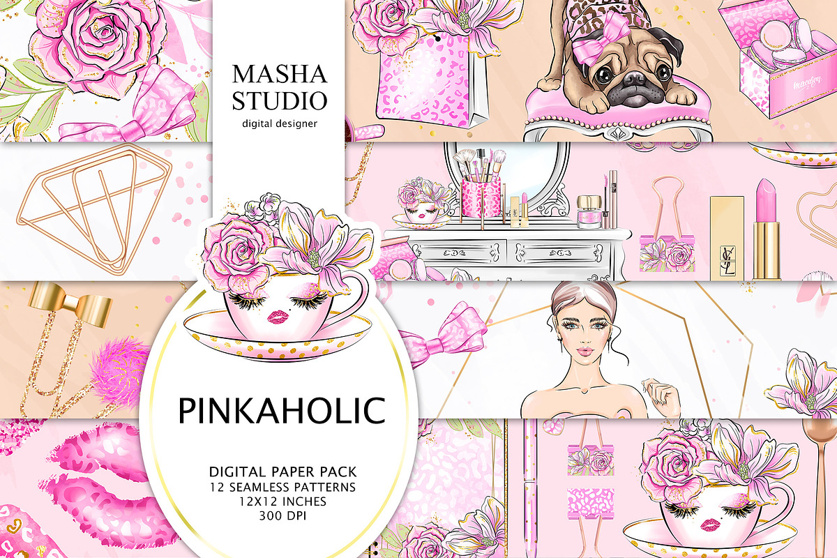 PINKAHOLIC digital papers in Patterns - product preview 8