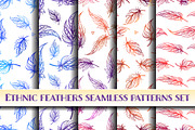 Ethnic style feathers seamless patte