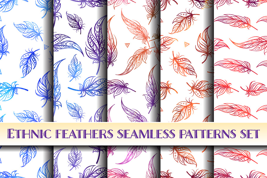 Ethnic style feathers seamless patte in Patterns - product preview 8