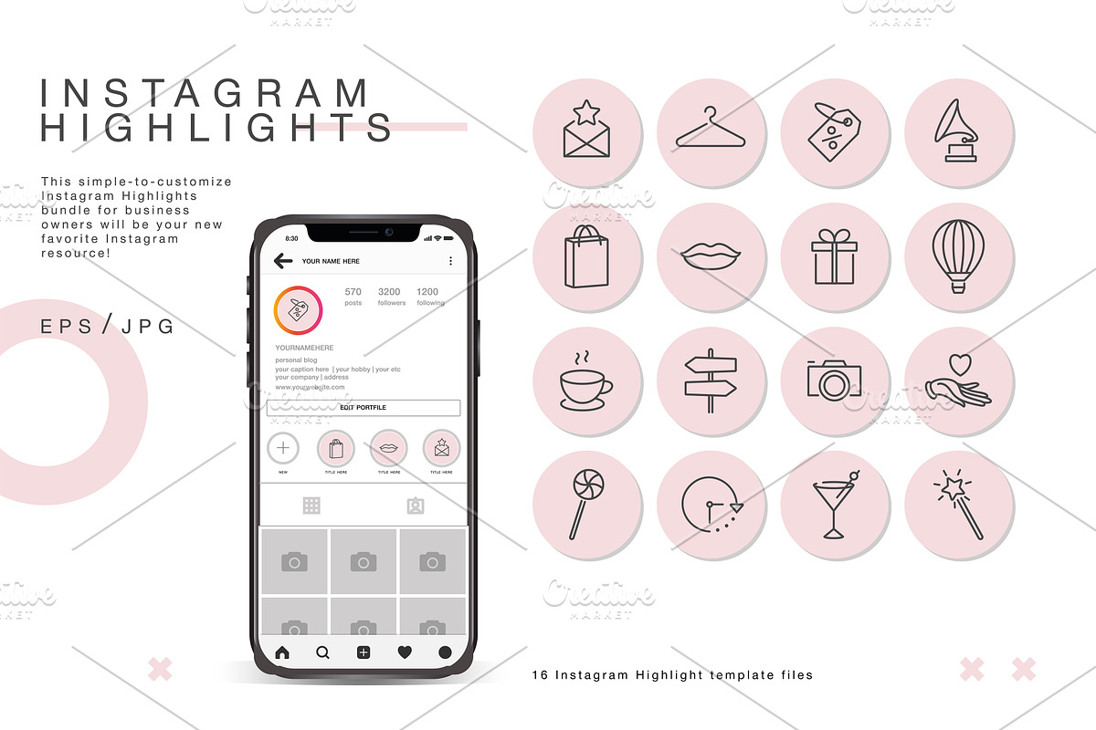 Highlights icons in Instagram Templates - product preview 8