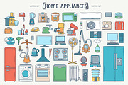 Vector set with home appliances
