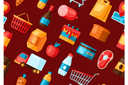 Supermarket seamless pattern with