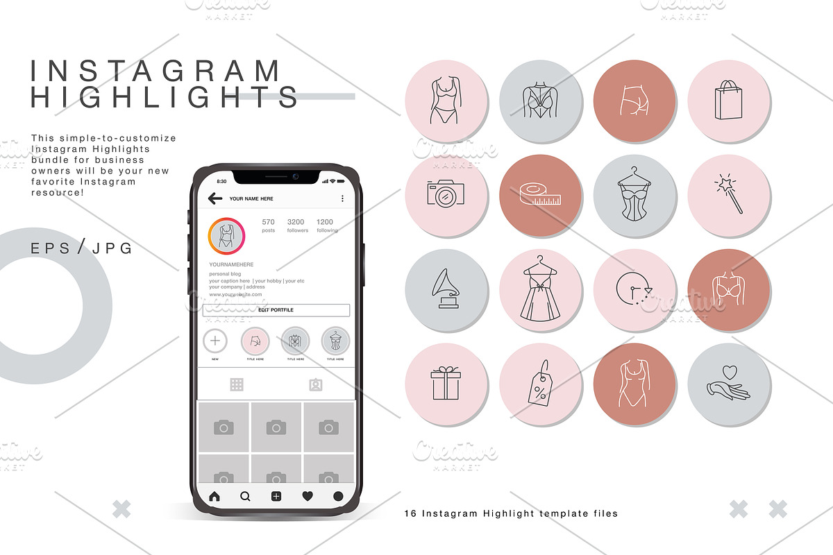 Highlights icons in Instagram Templates - product preview 8