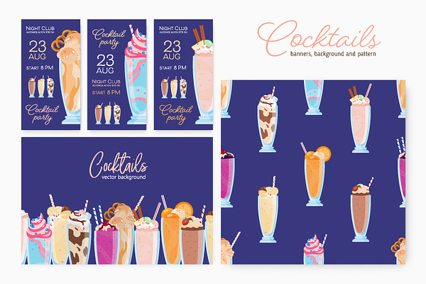 Cocktails flyers and backgrounds