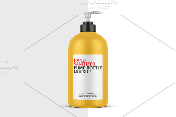 Hand Sanitizer Pump Bottle Mockup in Product Mockups - product preview 3