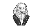 Dmitri Mendeleev sketch vector