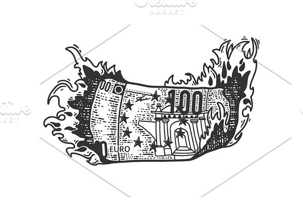 burning Euro sketch vector
