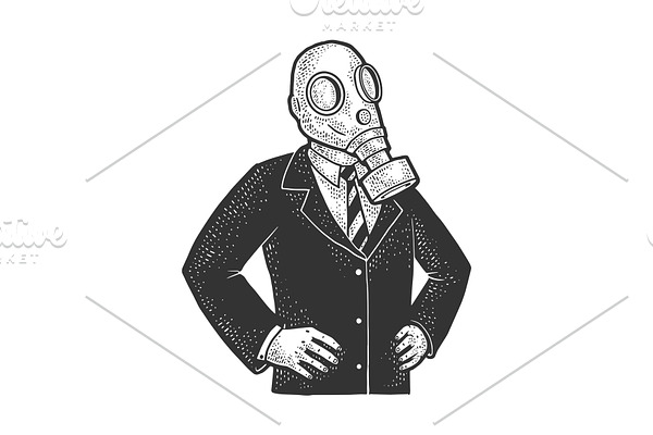 gas mask politician sketch vector