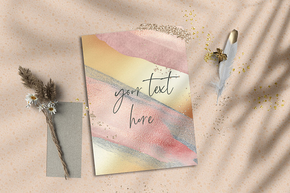Gold Watercolor Foil & Brush Stroke in Textures - product preview 7