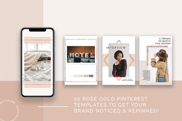 Rose Gold Social Media Bundle Canva in Instagram Templates - product preview 1
