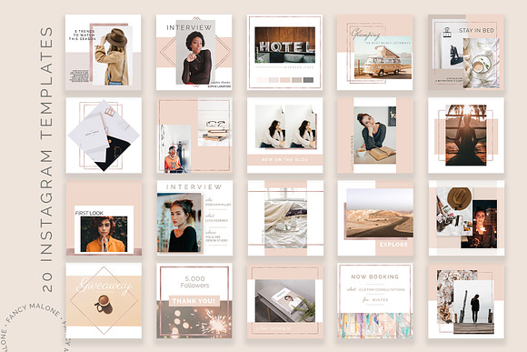 Rose Gold Social Media Bundle Canva in Instagram Templates - product preview 2