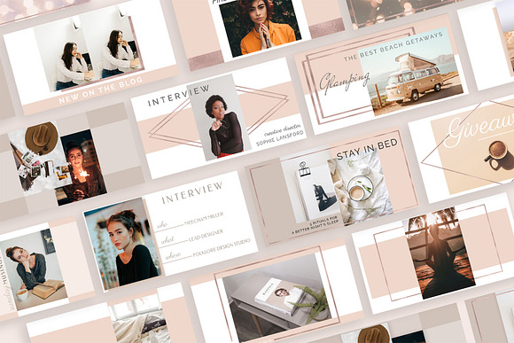 Rose Gold Social Media Bundle Canva in Instagram Templates - product preview 5