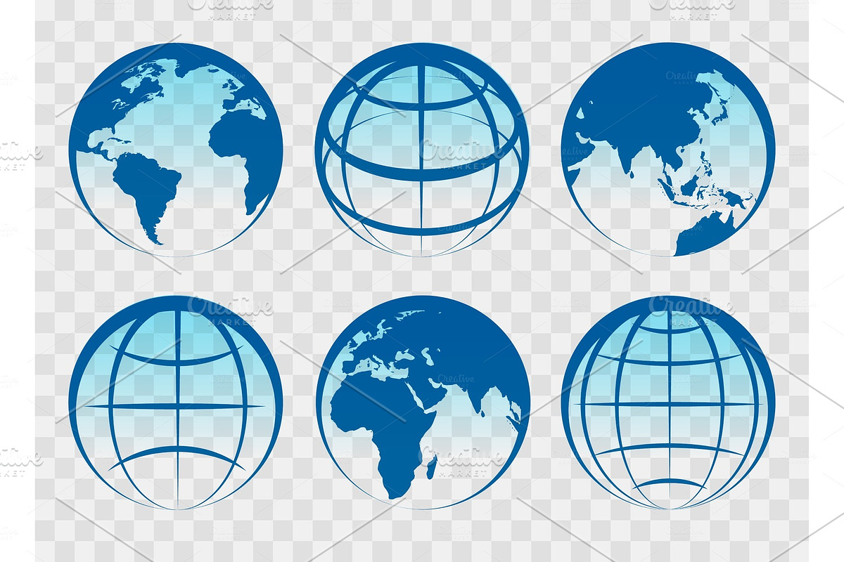 Globe blue earth icons in Illustrations - product preview 8