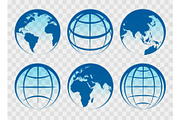 Globe blue earth icons