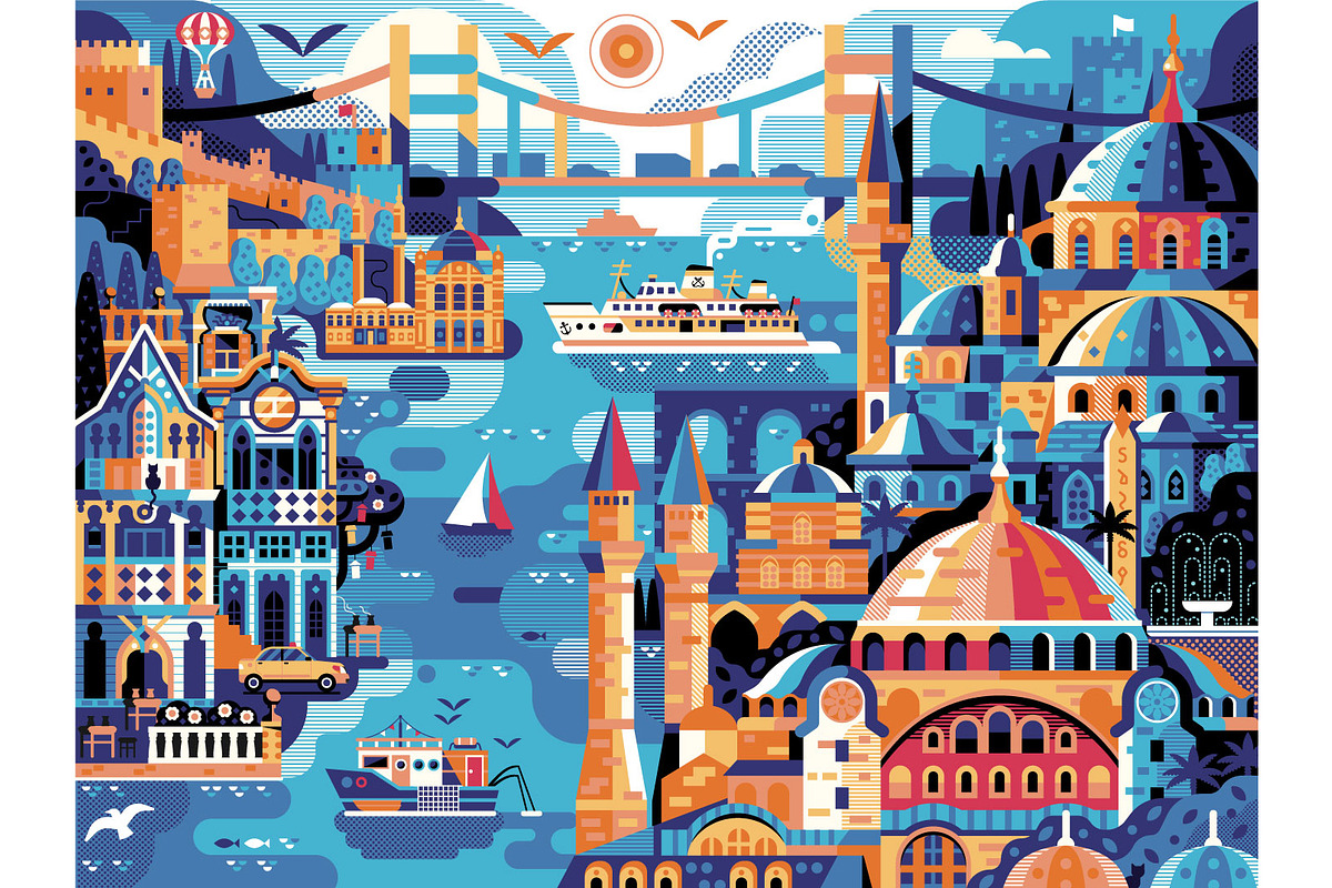 Istanbul Horizontal Travel Poster in Illustrations - product preview 8