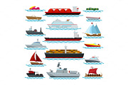 Vessels in ocean nautical set