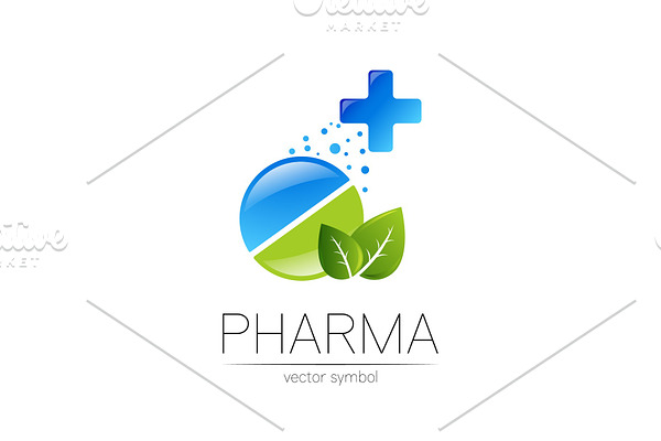 Pharmacy vector symbol with green