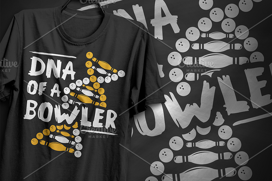 DNA of a bowler #2 - T-Shirt Design in Illustrations - product preview 8