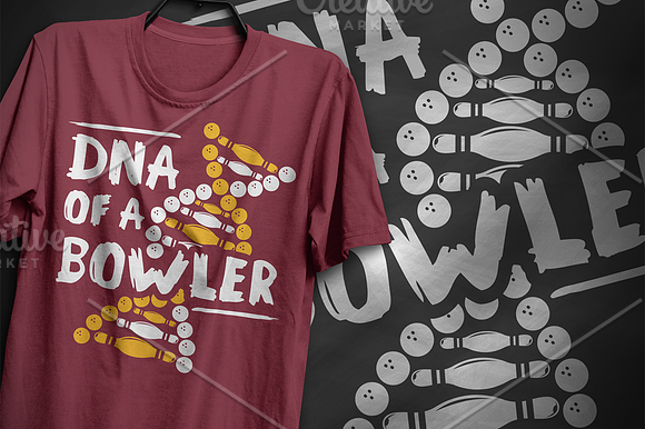 DNA of a bowler #2 - T-Shirt Design in Illustrations - product preview 2