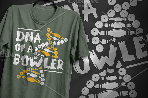 DNA of a bowler #2 - T-Shirt Design in Illustrations - product preview 3