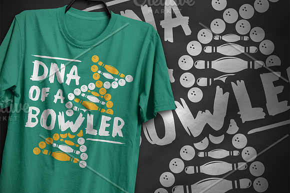 DNA of a bowler #2 - T-Shirt Design in Illustrations - product preview 4